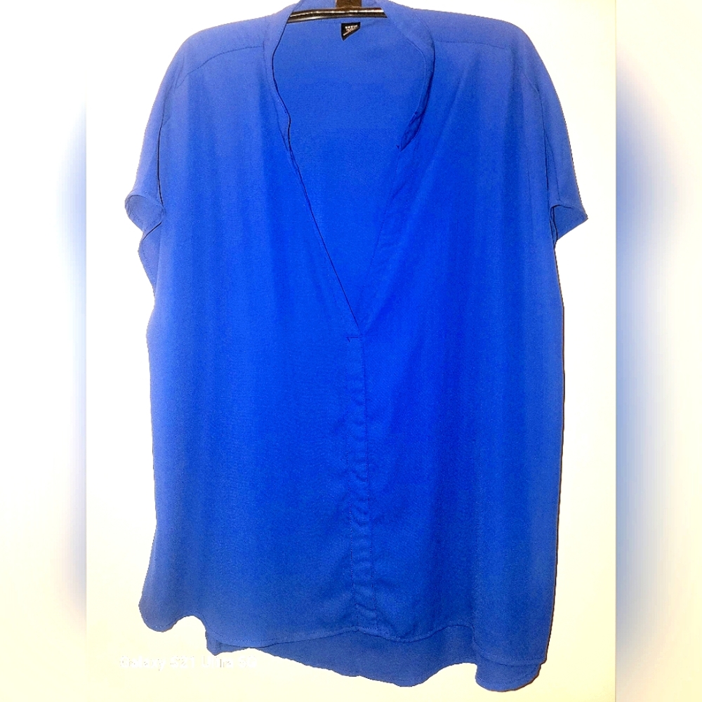 Blue v-neck blouse